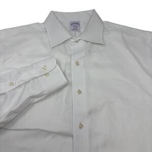 Brooks Brothers 17-2/3 Solid White Long Sleeve Button Up Slim Fit Dress Shirt
